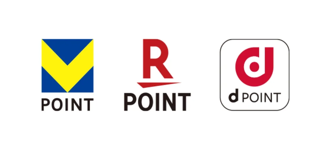 Vポイント、楽天ポイント、dポイントのロゴ。