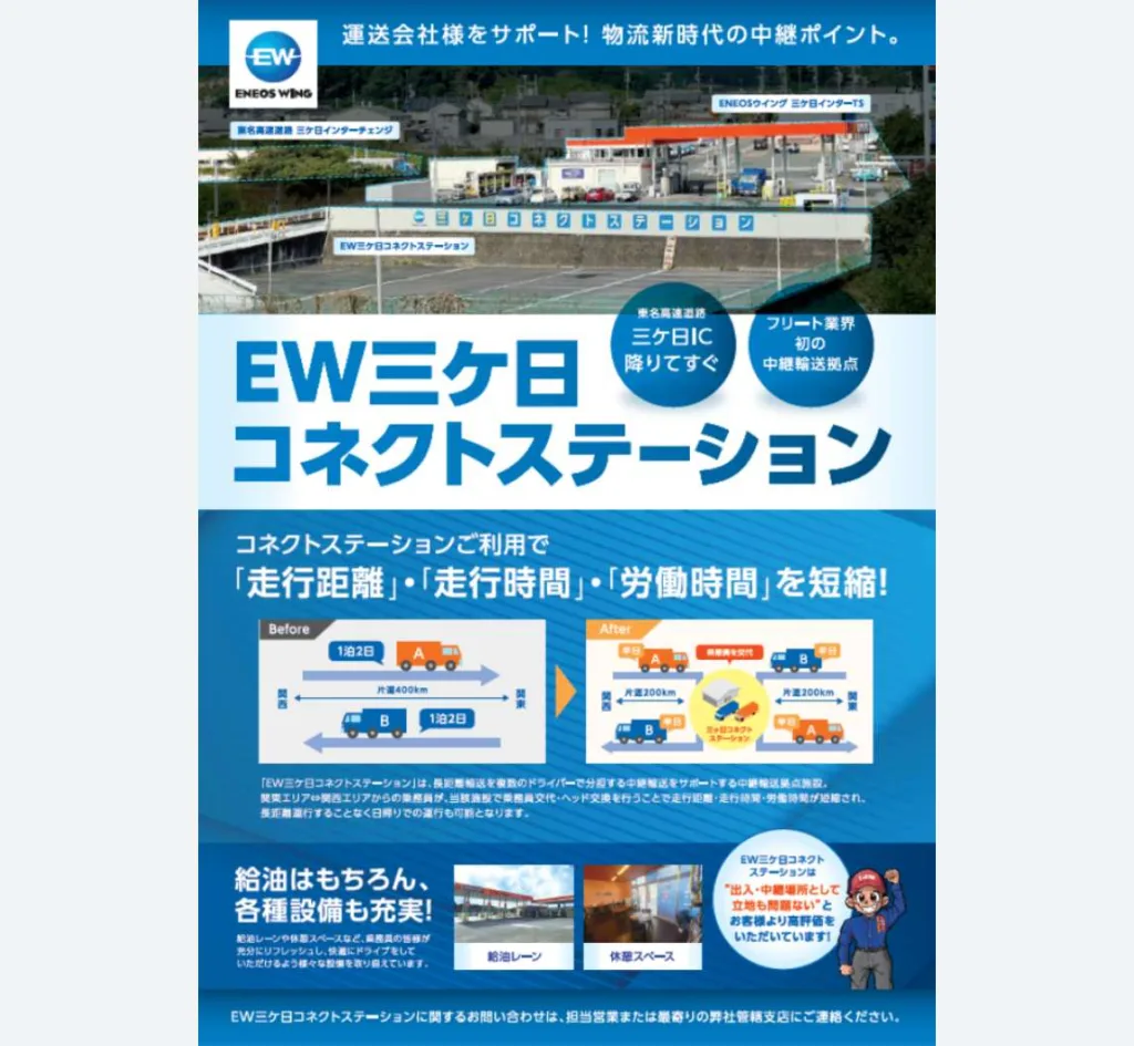 EW三ヶ日コネクトステーション　コネクトステーションご利用で「走行距離」・「走行時間」・「労働時間」を短縮！給油はもちろん、各種設備も充実！